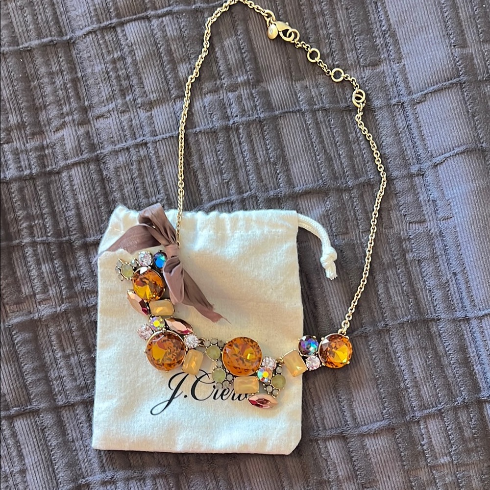 J. Crew Gold and Orange Statement Necklace